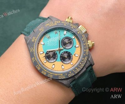 High Quality Replica Rolex Cosmograph Daytona Different Colors Strap 2-Tone Face Dial High-composite Carbon Fiber Fashion Watch 40*12.4mm